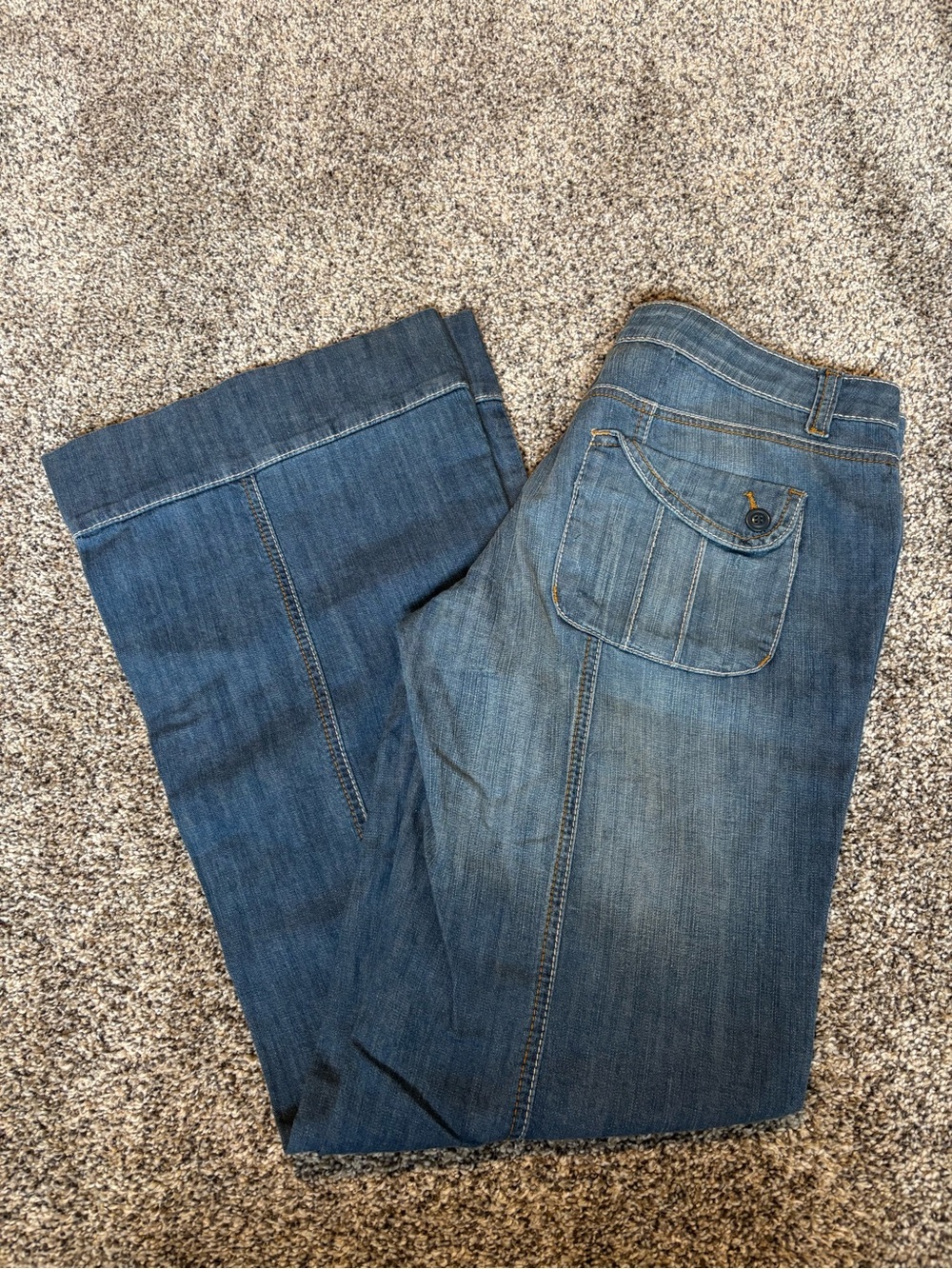 Vanilla Star Blue Wide Leg Jeans with Pocket Detail